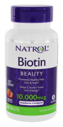 Biotin 10'000 mkg Natrol 60 таб. Клубника