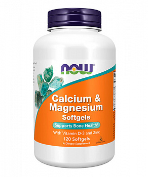 Calcium & Magnesium With Vitamin D-3 and Zinc NOW 120 капс.