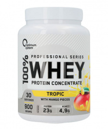 Whey Protein Optimum System 900 гбанка Тропик с кусочками манго